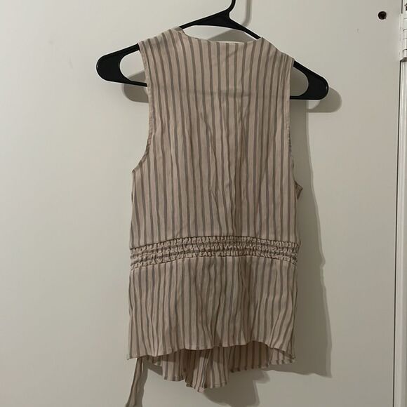 14th & Union Beige Striped Wrap Top - Picture 6 of 7